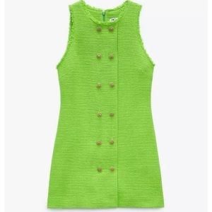 Zara Textured Neon Green Dress